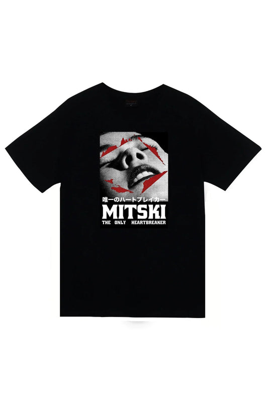 Mitski Baskılı Unisex %100 Pamuk Siyah T-shirt