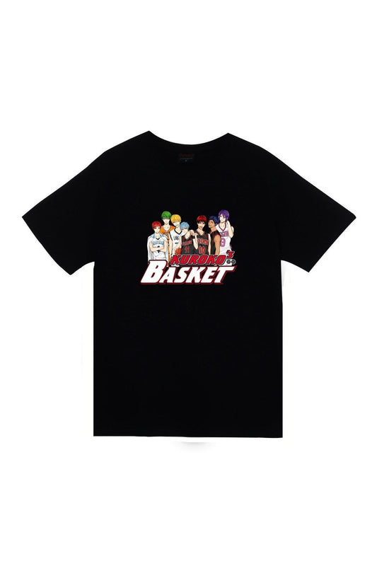 Kuroko No Basket Anime Baskılı Unisex %100 Pamuk Siyah T-shirt