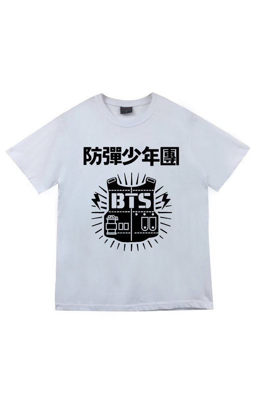 K-pop Müzik Grubu Baskılı Unisex %100 Pamuk Beyaz T-shirt