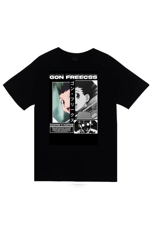 Hunter x Hunter Anime Baskılı Unisex %100 Pamuk Siyah T-shirt