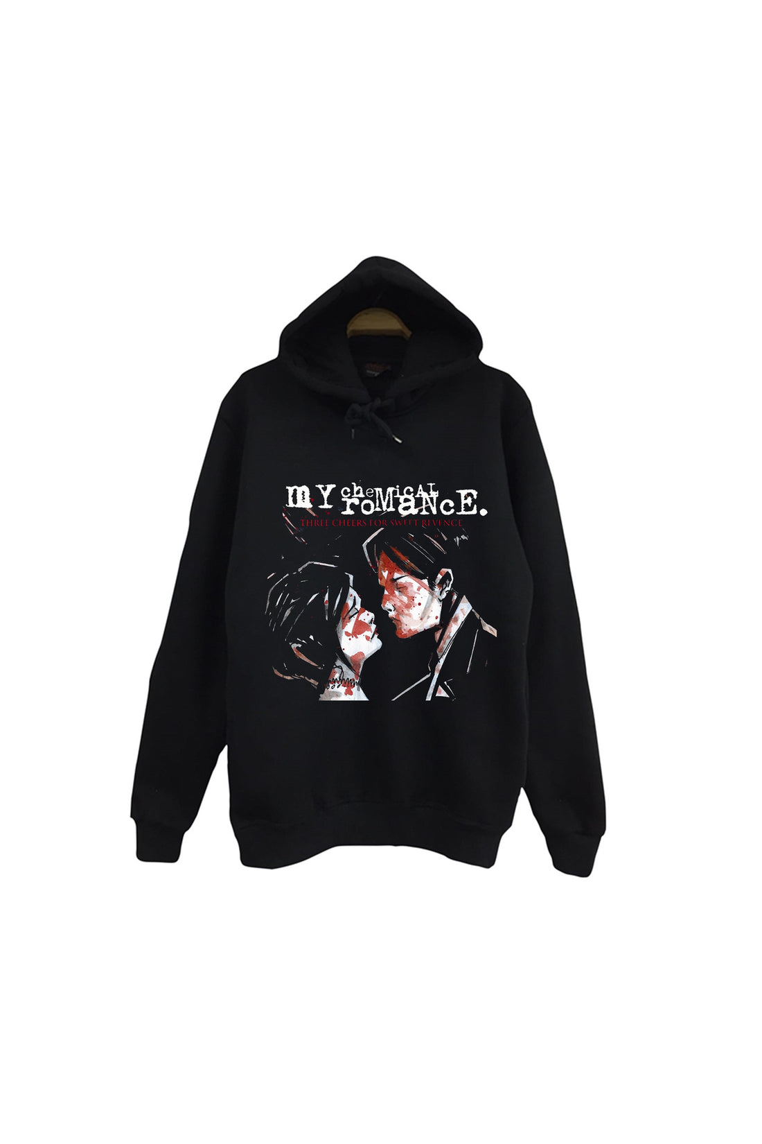 My Chemical Romance Ikili portre albüm baskılı siyah kapüşonlu sweatshirt