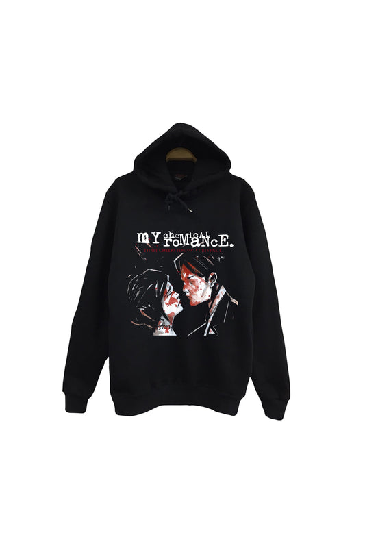My Chemical Romance Baskılı Unisex %100 Pamuk Siyah Kapüşonlu Sweatshirt