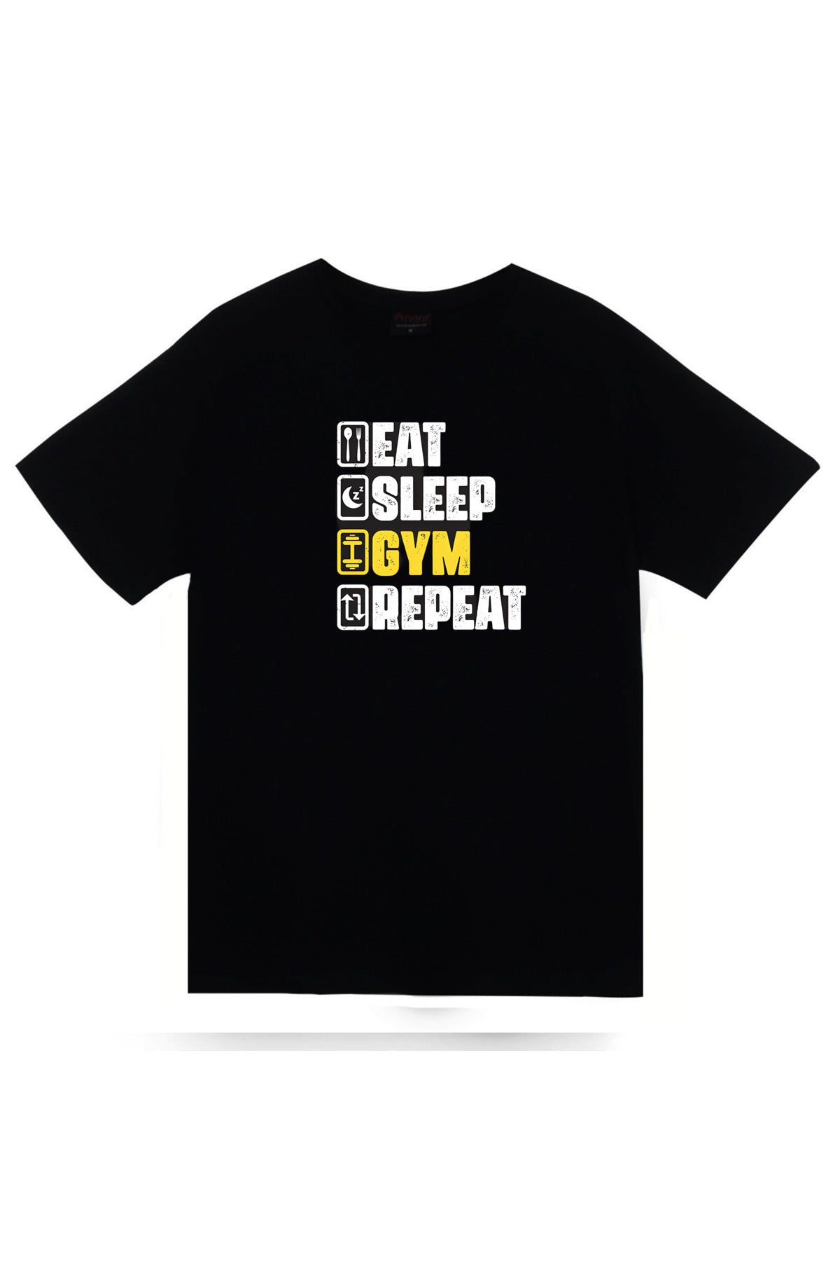 Eat Sleep Gym Repeat, Training, Body Building %100 Pamuk Unisex Siyah T-shirt