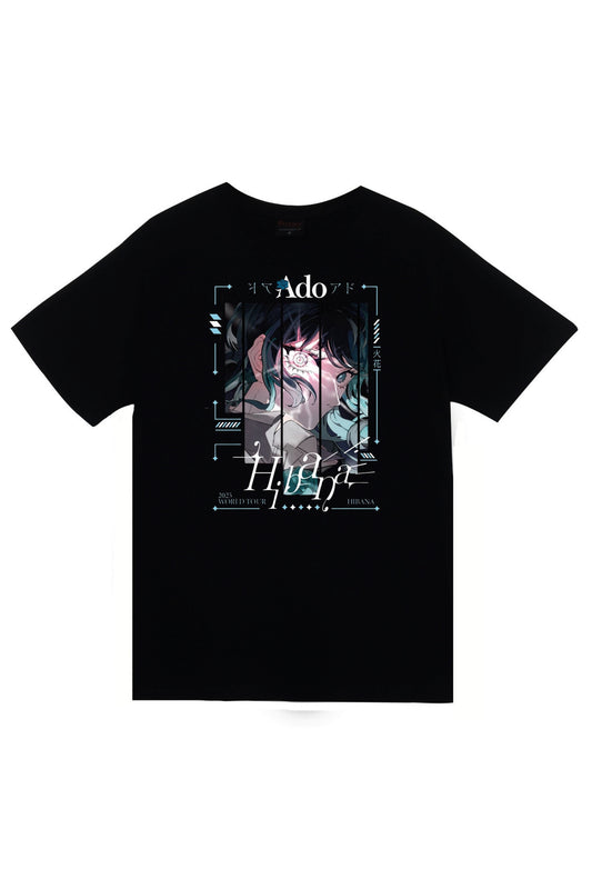 Ado Japon - K-Pop - Rock - Müzik Baskılı Unisex %100 Pamuk Siyah T-shirt