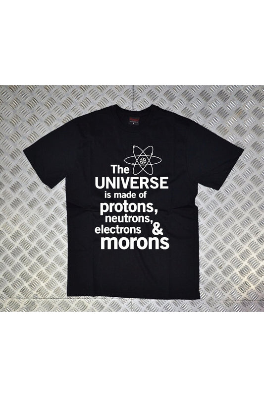 Unisex Siyah Proton Neutron Electron Baskılı T-shirt