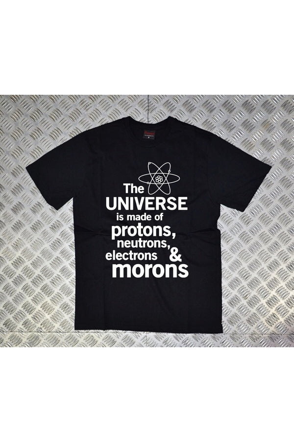Unisex Siyah Proton Neutron Electron baskılı siyah tişört