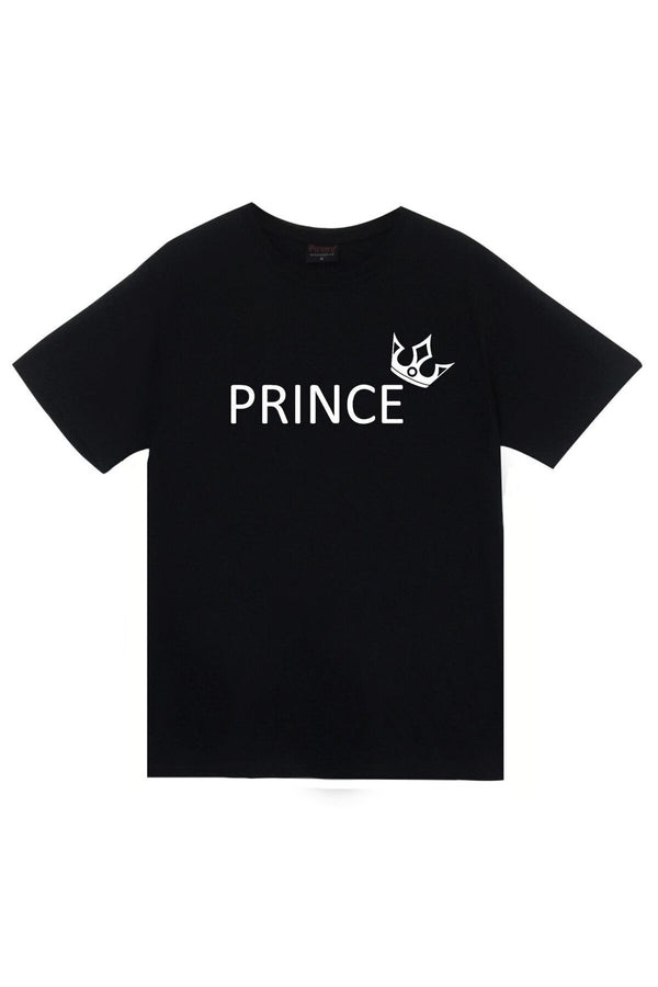 Unisex Siyah Prince Prens baskılı siyah tişört