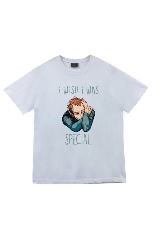 Unisex Beyaz Radiohead Çizgi roman tarzı üzgün baskılı beyaz tişört
