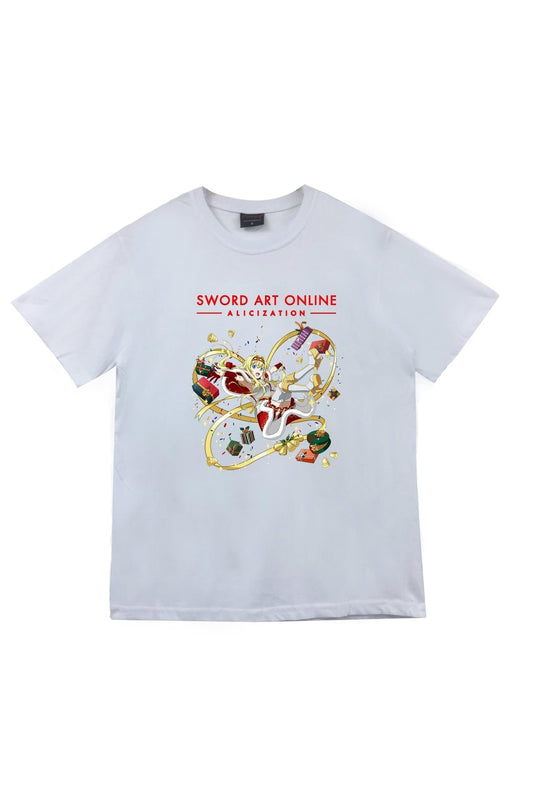 Sword Art Online Anime Baskılı Unisex %100 Pamuk Beyaz T-shirt
