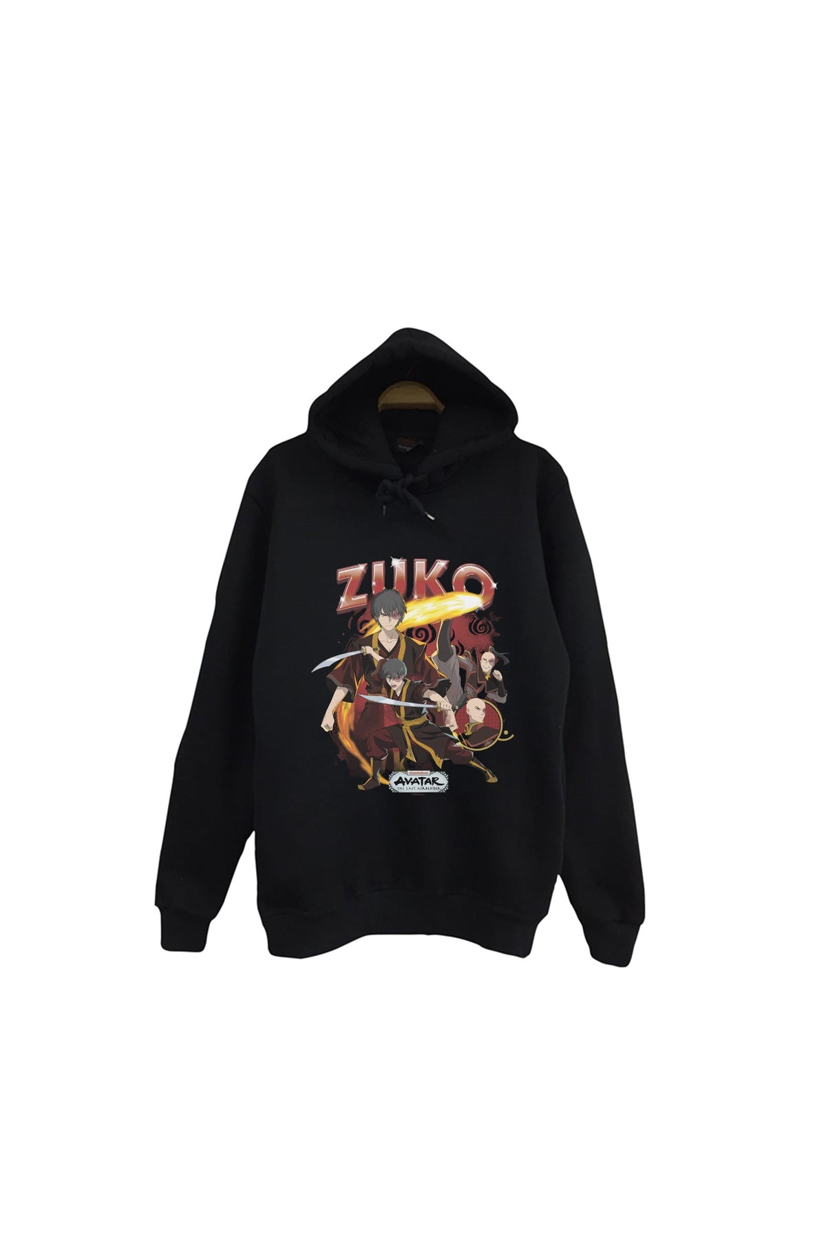 Avatar The Last Airbender Zuko Baskılı %100 Pamuk Unisex Siyah Kapüşonlu Sweatshirt