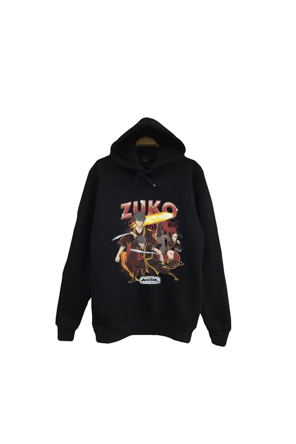 Avatar The Last Airbender Zuko baskılı siyah kapüşonlu sweatshirt