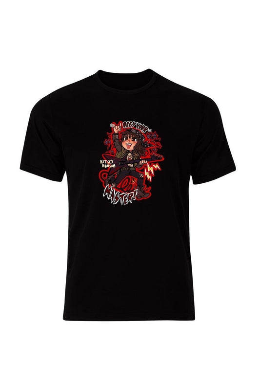 Stranger Things Baskılı Unisex %100 Pamuk Siyah T-shirt