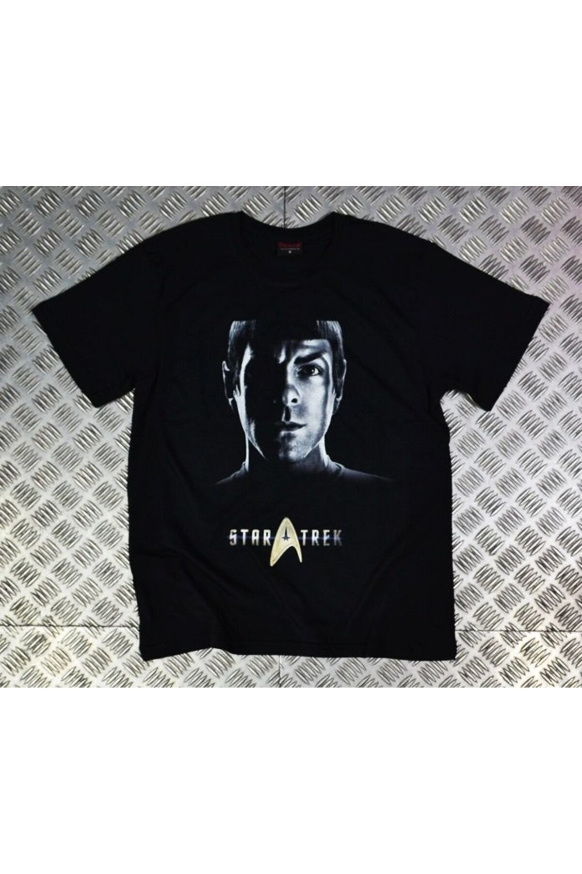 Unisex Siyah Star Trek Baskılı T-shirt
