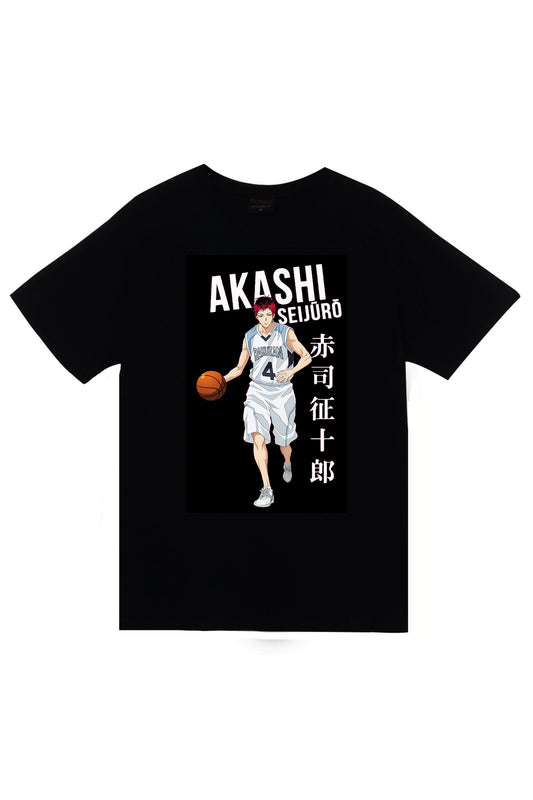 Kuroko's Basketball Anime Baskılı Unisex %100 Pamuk Siyah T-shirt