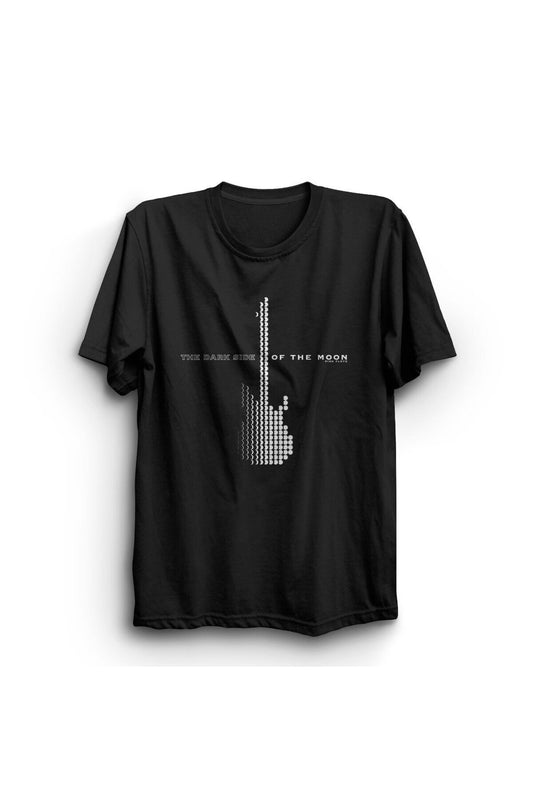Gitar Baskılı Unisex %100 Pamuk Siyah T-shirt