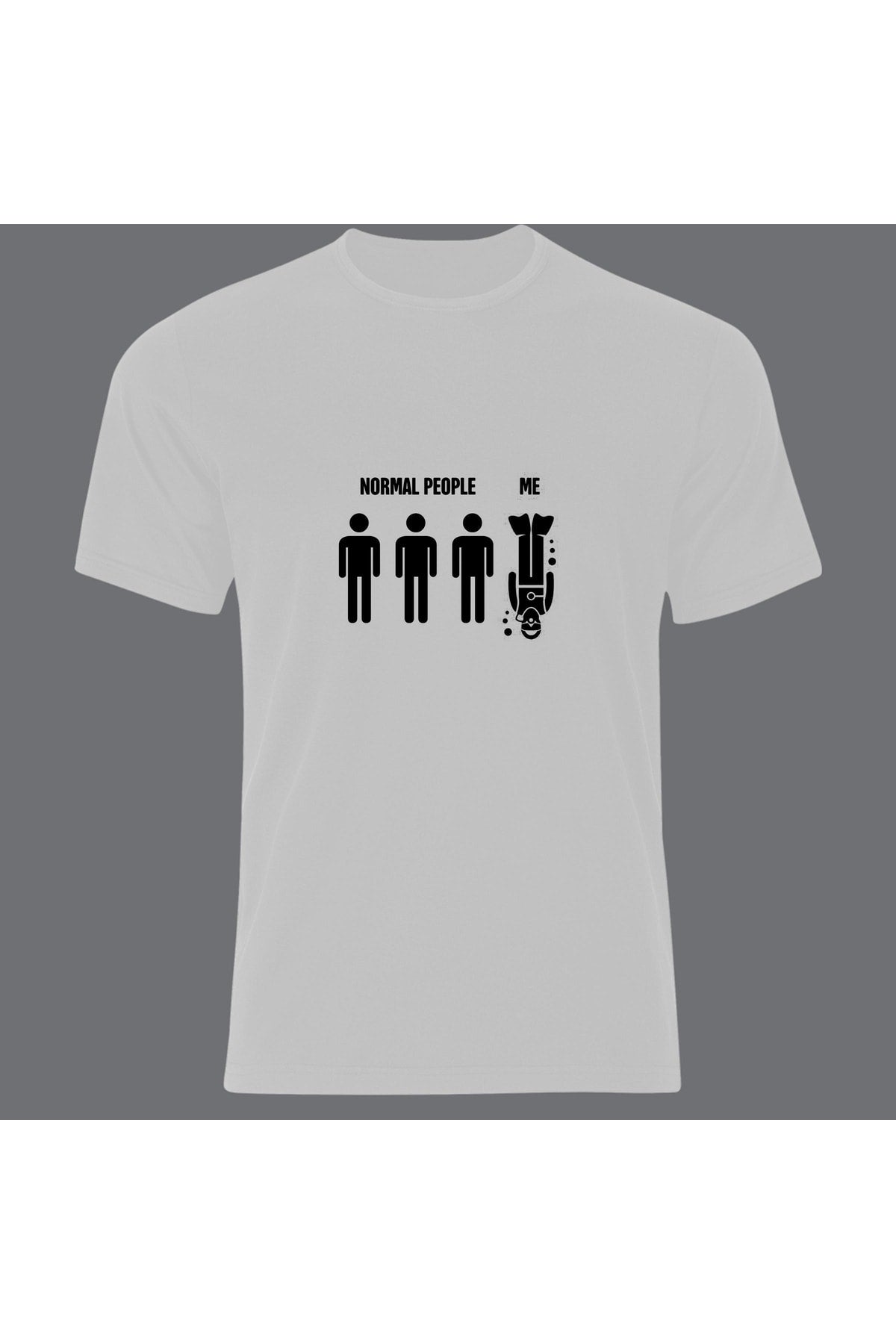 Yüzme Dalış Swimming Baskılı Unisex %100 Pamuk Beyaz T-shirt