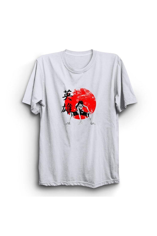 One Piece Anime Baskılı Unisex %100 Pamuk Beyaz T-shirt