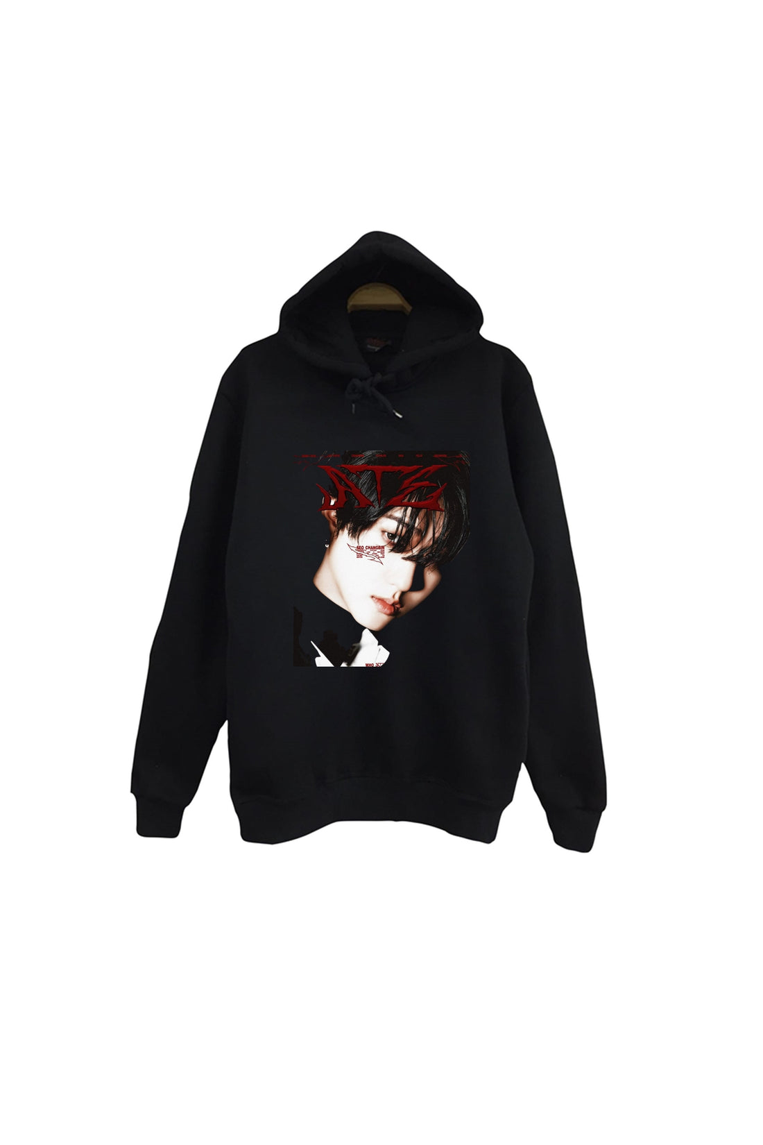 Stray Kids - Seo Chang-bin Baskılı Unisex %100 Pamuk Kapüşonlu Sweatshirt – Siyah