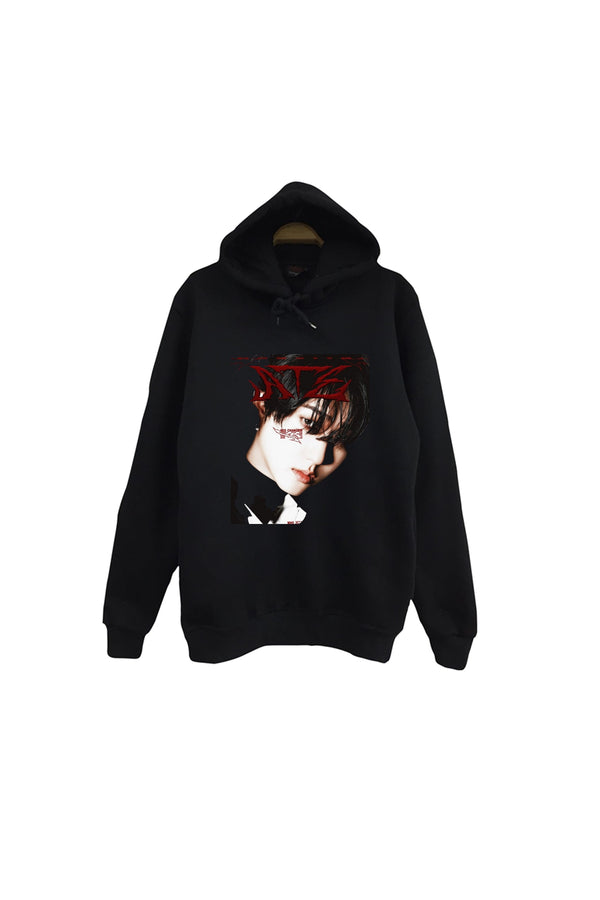Stray Kids - Seo Chang-bin Baskılı Unisex %100 Pamuk Kapüşonlu Sweatshirt – Siyah