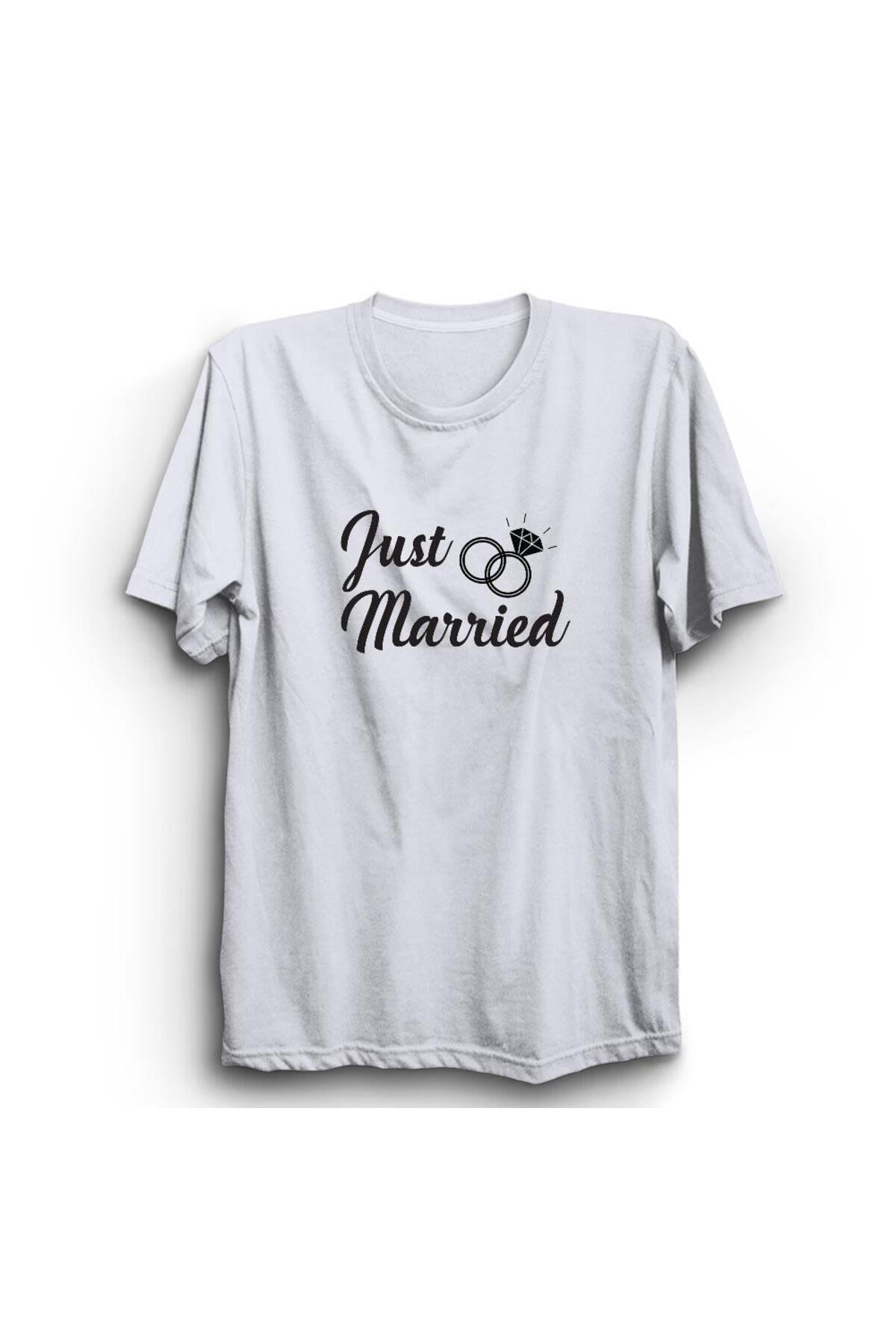 Just Married Evlendik Baskılı Tshirt
