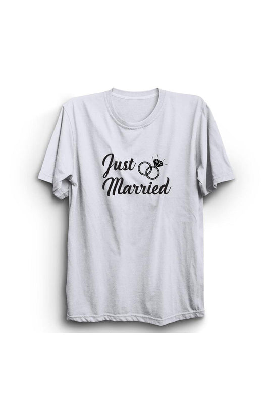 Just Married Evlendik Baskılı Tshirt