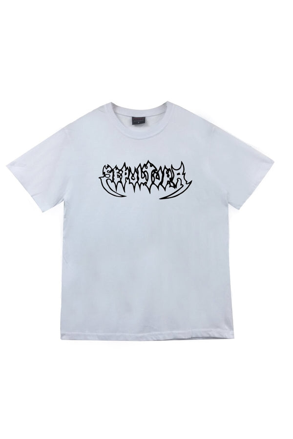 Unisex Beyaz Bisiklet Yaka Sepultura baskılı beyaz tişört