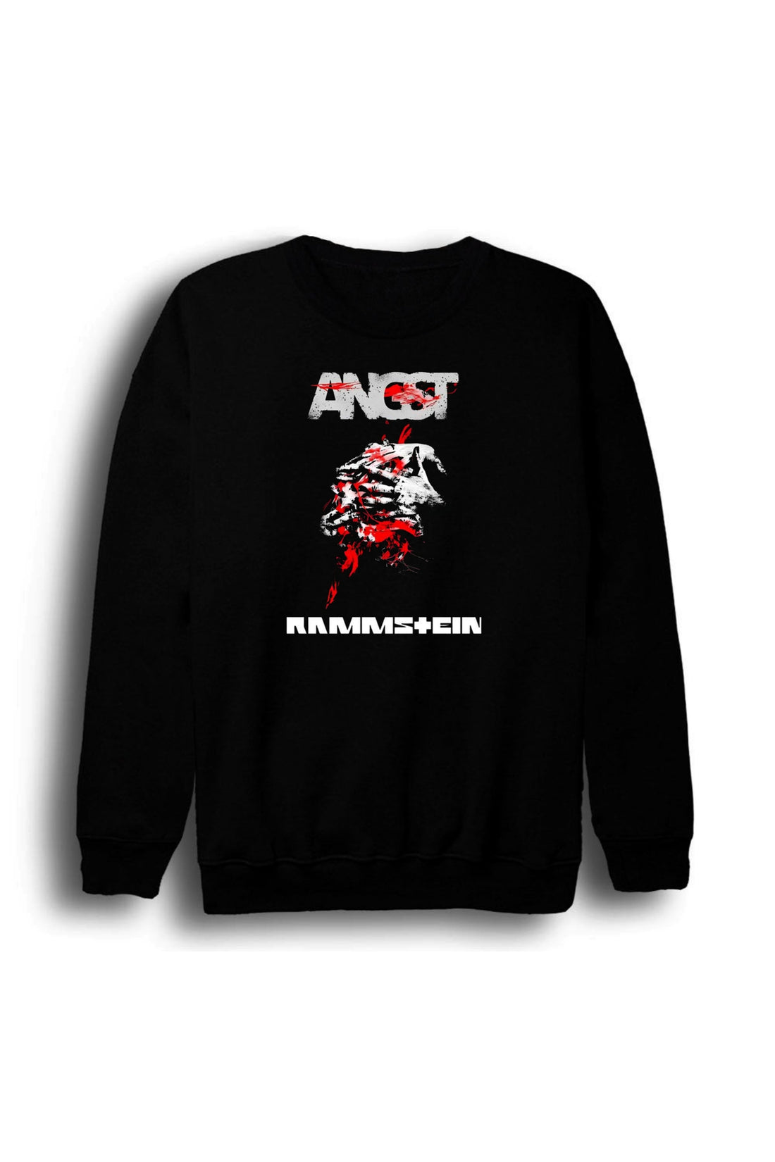 Rammstein - ANGST Baskılı Unisex %100 Pamuk Sweatshirt – Siyah