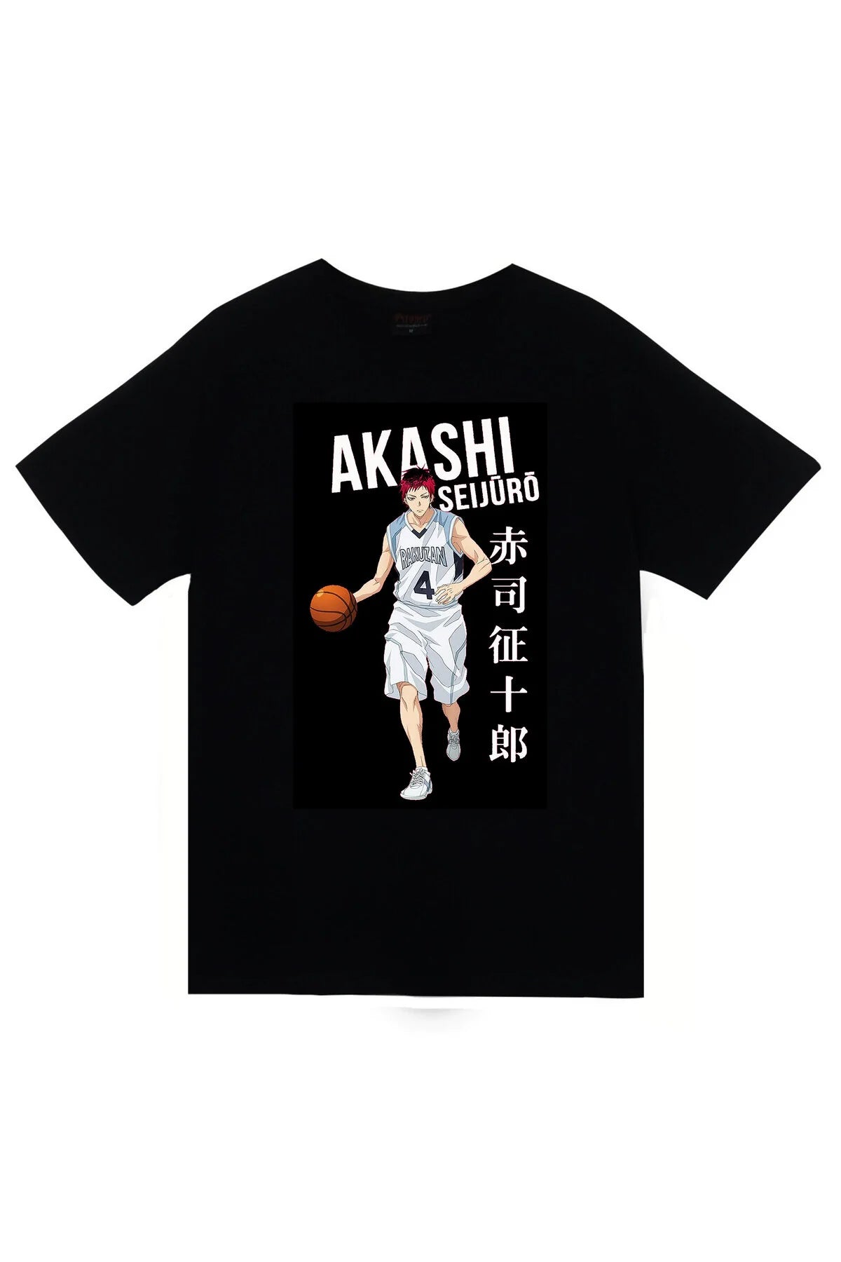 Kuroko's Basketball Anime Baskılı Unisex %100 Pamuk Siyah T-shirt