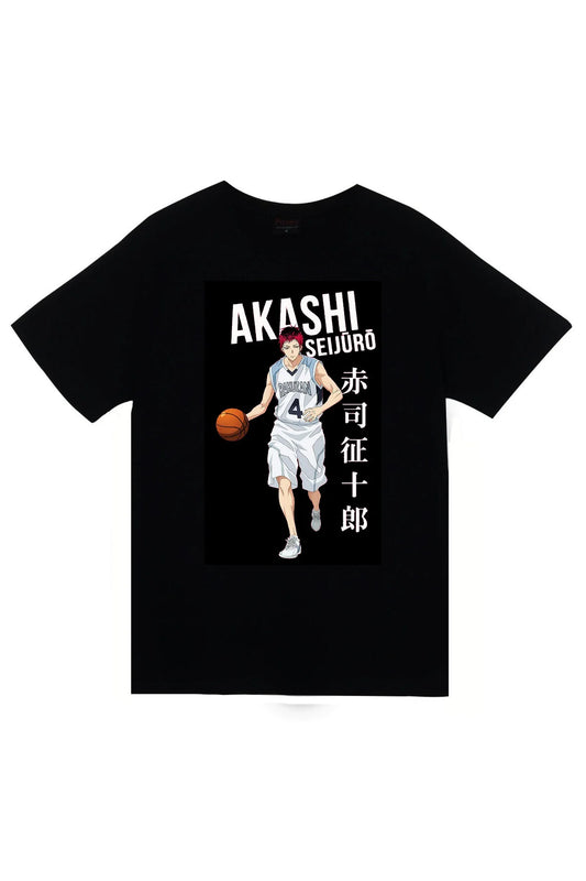 Kuroko's Basketball Anime Baskılı Unisex %100 Pamuk Siyah T-shirt