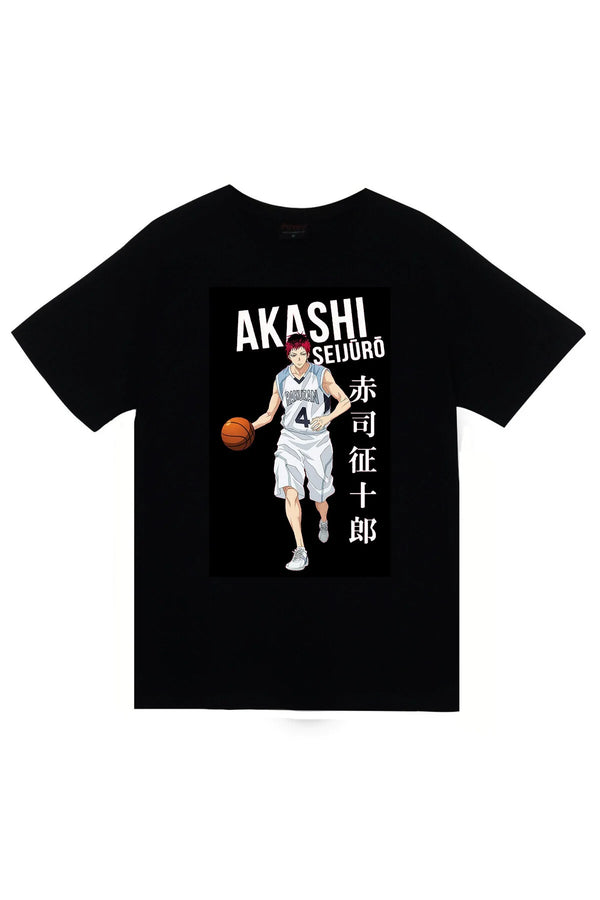 Kuroko's Basketball Anime Akashi Seijuro basketbol karakter baskılı siyah tişört