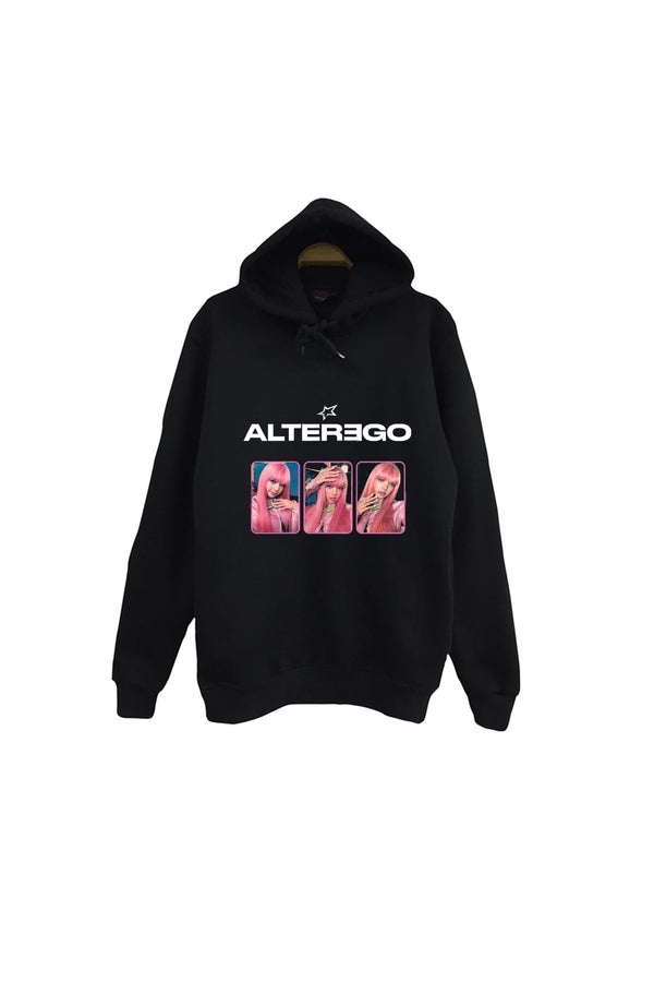La Lisa - Lisa - BLACKPINK - K-Pop - Alter Ego K-Pop - - Üç baskılı siyah kapüşonlu sweatshirt