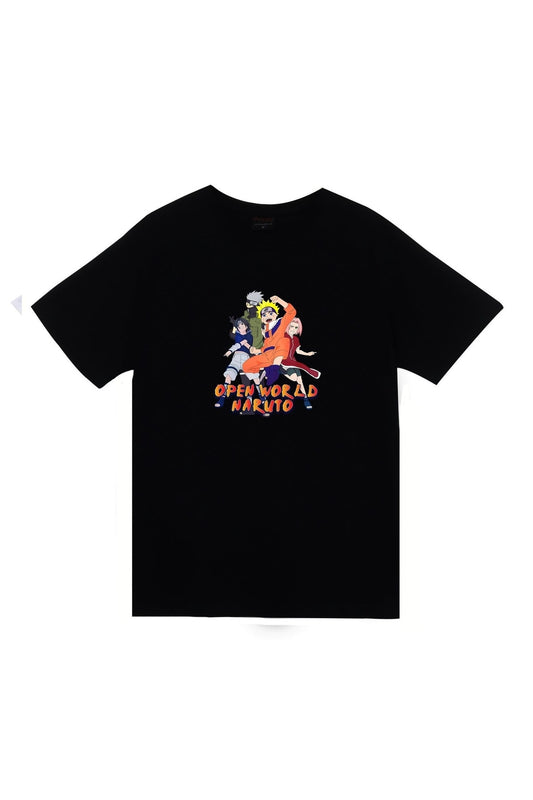 Naruto Anime Baskılı Unisex %100 Pamuk Siyah T-shirt