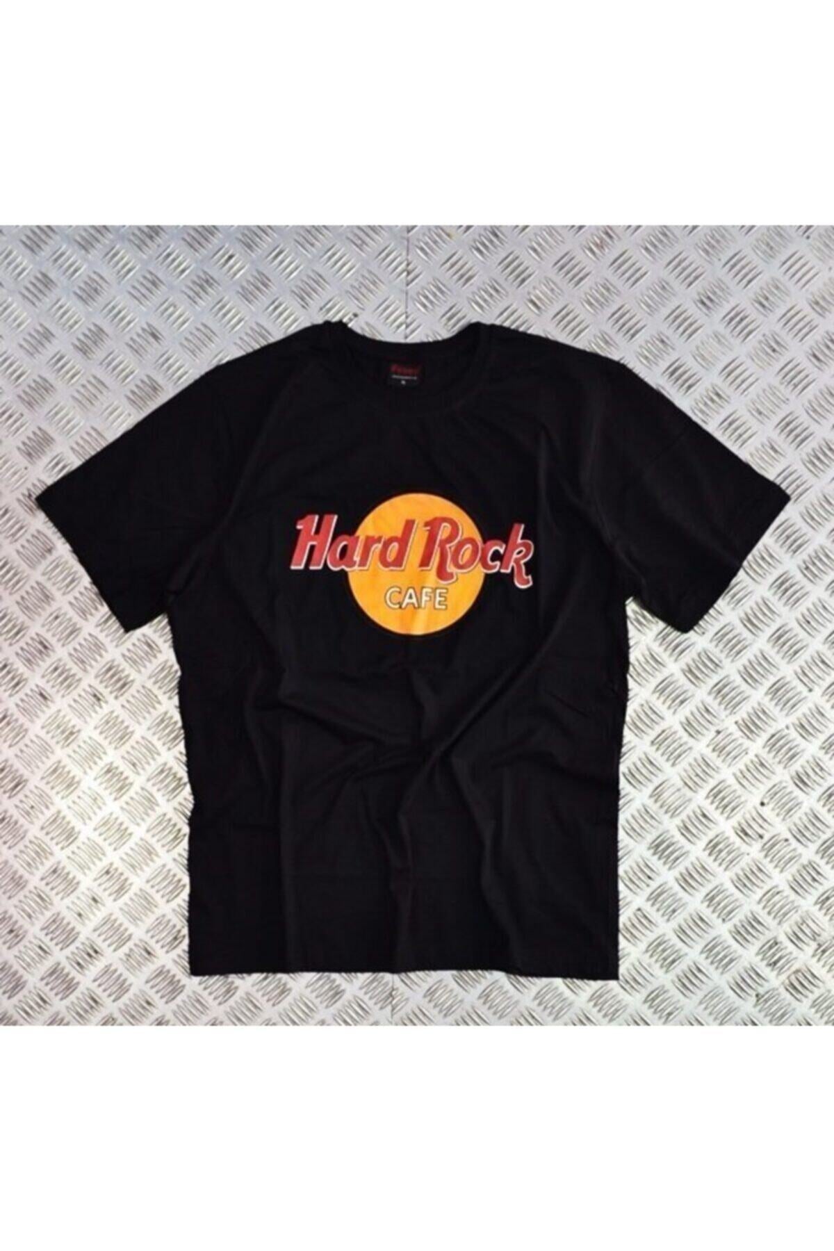Hard Rock Baskılı Unisex %100 Pamuk Siyah T-shirt