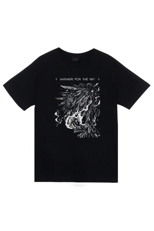 Unisex Siyah Harakiri For Sky Arson Baskılı T-Shirt