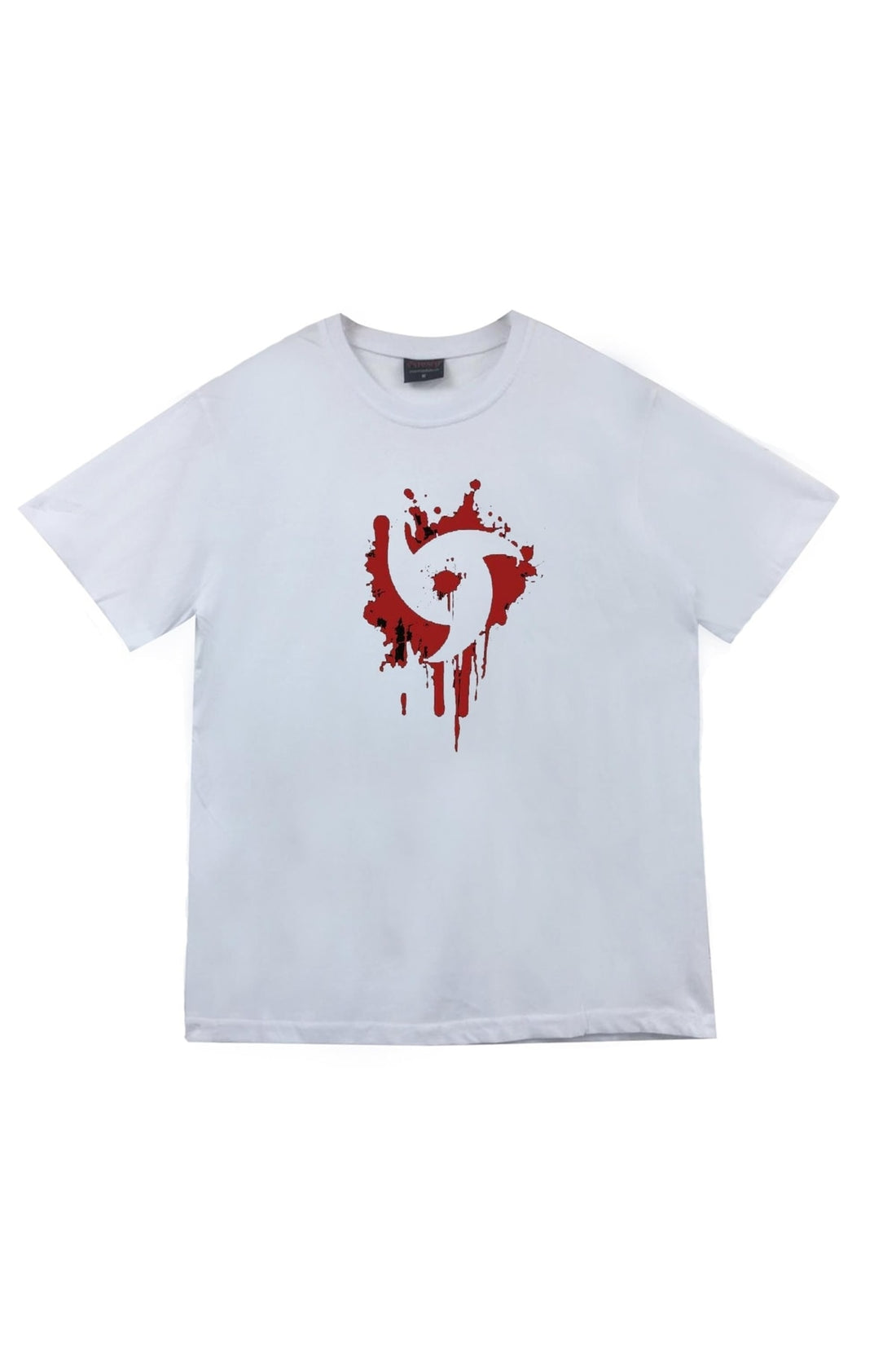 Mangekyu Sharingan Anime baskılı beyaz tişört