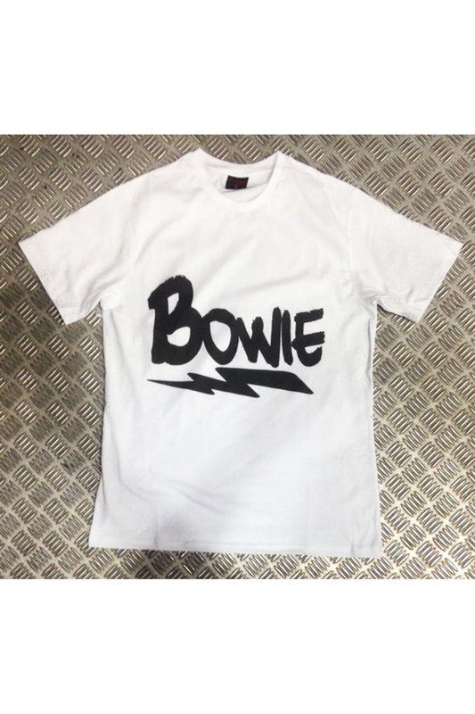 Bowie Baskılı Unisex %100 Pamuk Beyaz T-shirt