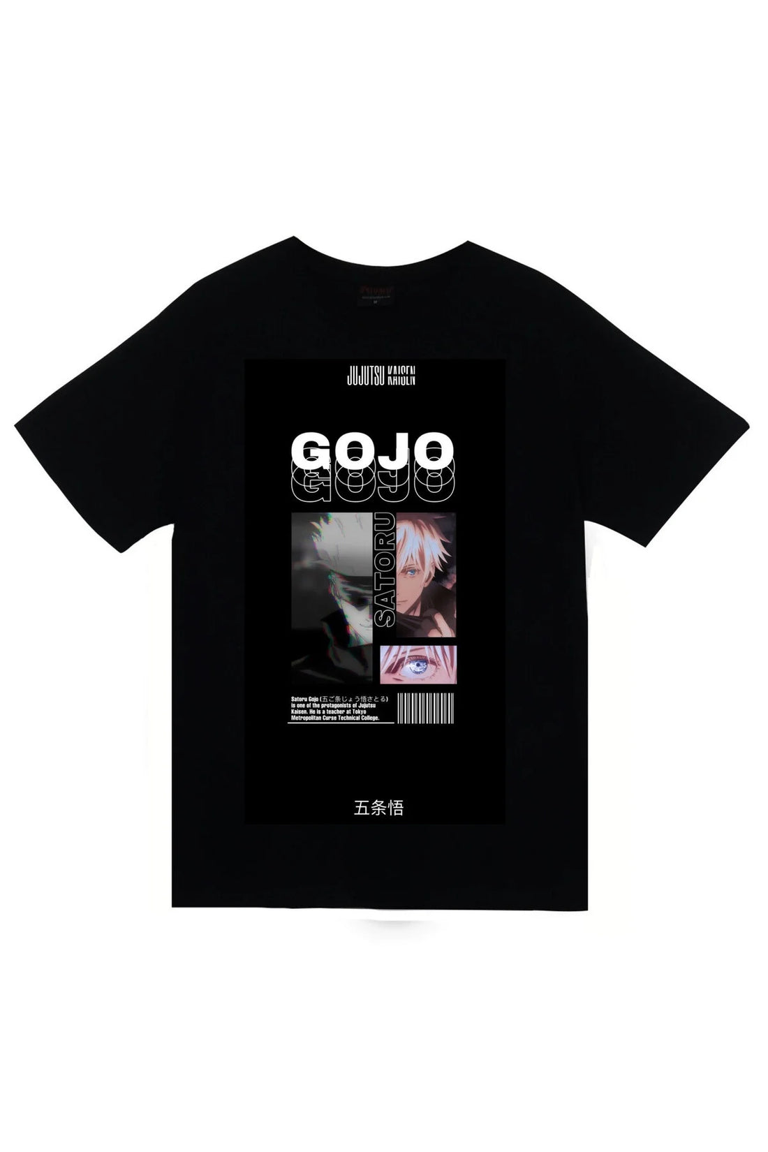 Jujutsu Kaisen Satoru Gojo Anime dikey poster baskılı siyah tişört