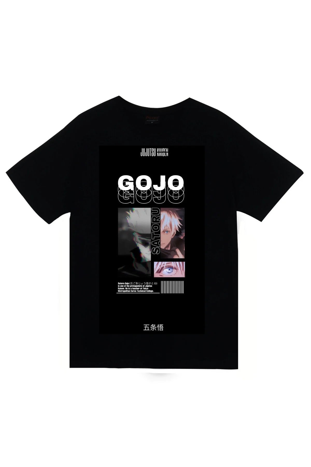 Jujutsu Kaisen Satoru Gojo Anime Baskılı Unisex %100 Pamuk Siyah T-shirt