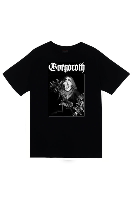 Gorgoroth Müzik Grubu Baskılı Unisex %100 Pamuk Siyah T-shirt