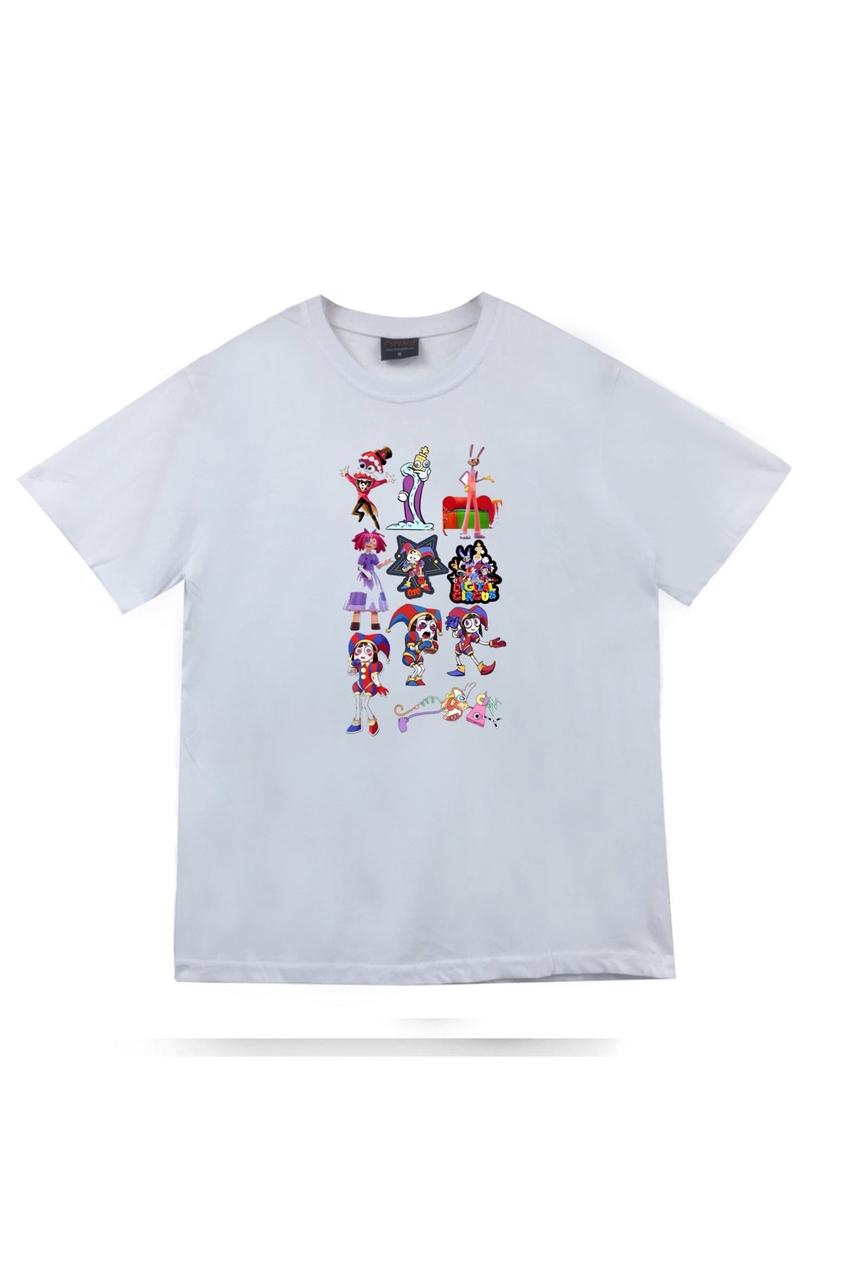 The Amazing Digital Circus Baskılı %100 Pamuk Unisex Beyaz T-shirt