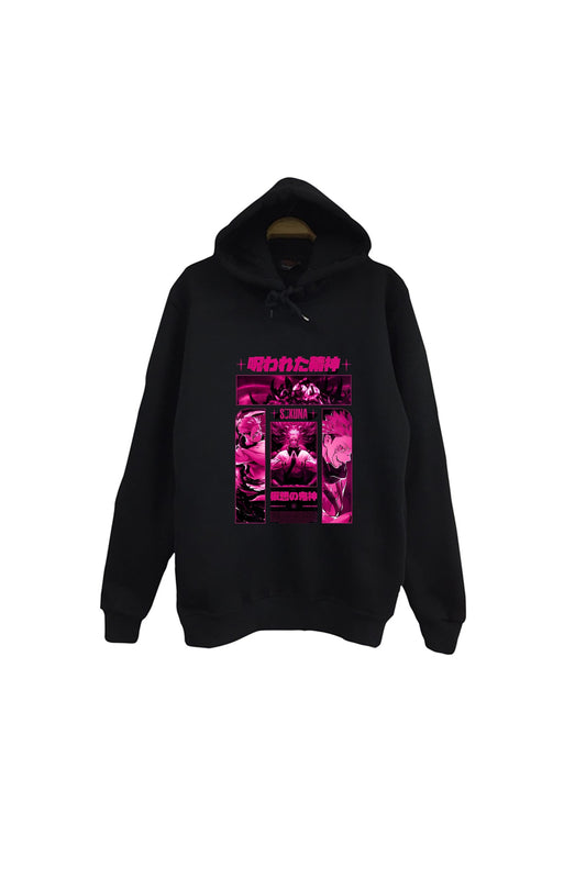 Jujutsu Kaisen - Ryomen Sukuna - Anime Baskılı Unisex %100 Pamuk Siyah Kapüşonlu Sweatshirt