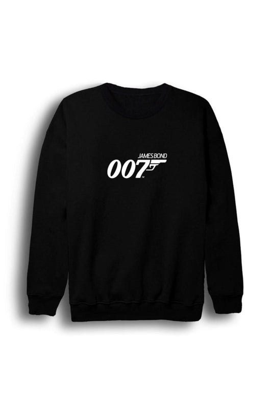 007  Unisex James Bond Baskılı Bisiklet Yaka Sweatshirt