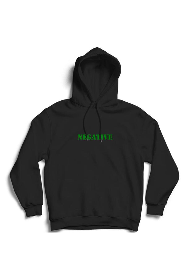 Negatif Yeşil NEGATIVE kelime baskılı siyah kapüşonlu sweatshirt