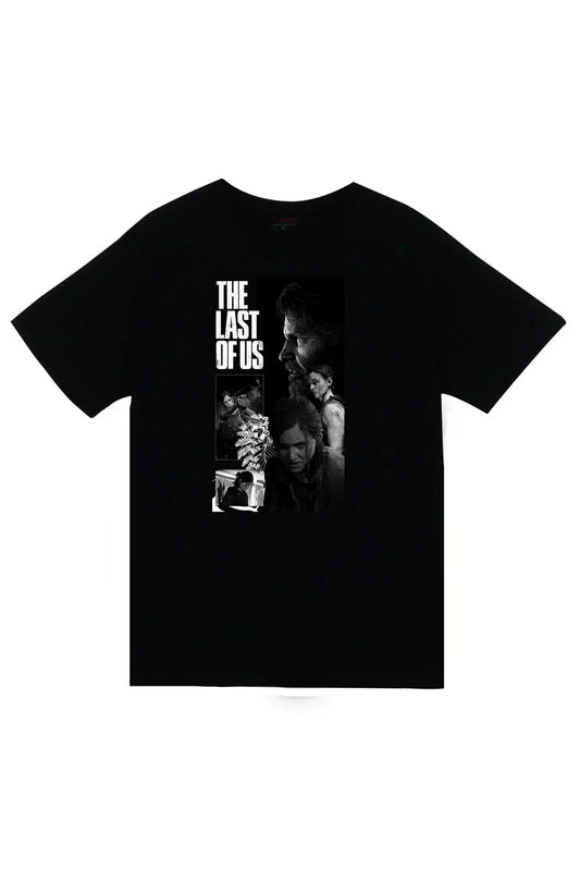 The Last of Us – Ellie & Joel Baskılı Unisex %100 Pamuk Siyah T-shirt
