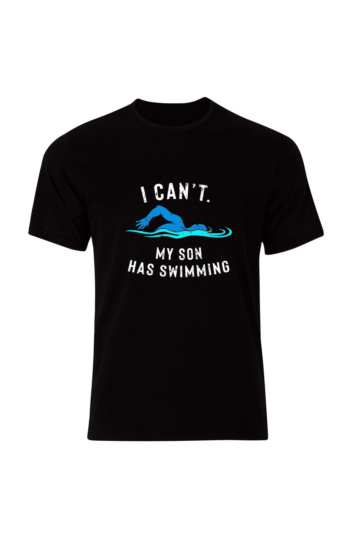 Yüzme Dalış Swimming Baskılı Unisex %100 Pamuk Siyah T-shirt