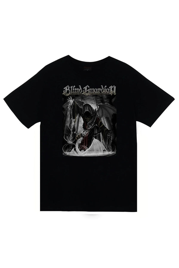 Blind Guardian Müzik, Metal Grubu Logolu fantastik kapak baskılı siyah tişört