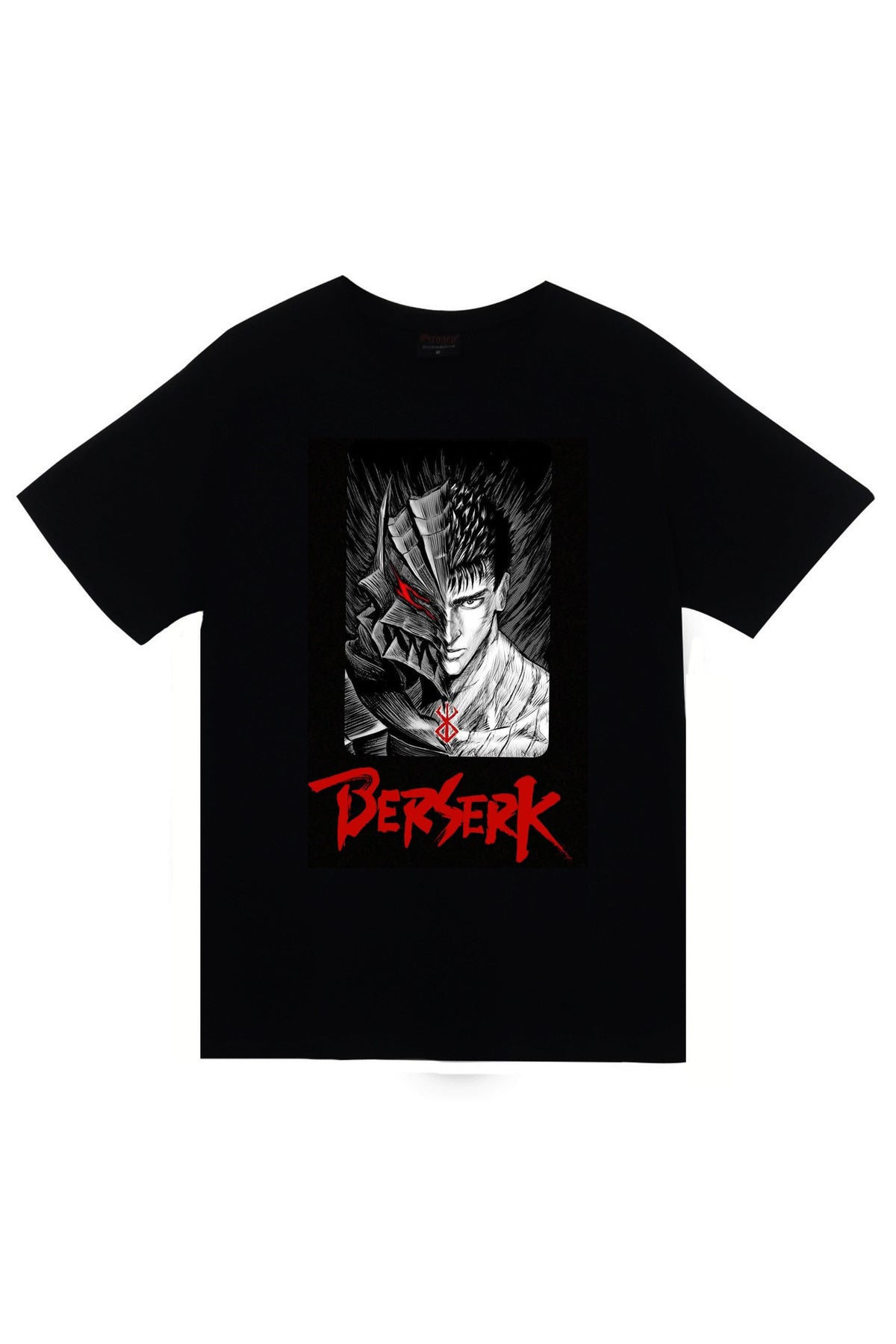 Berserk Anime Baskılı Unisex %100 Pamuk Siyah T-shirt