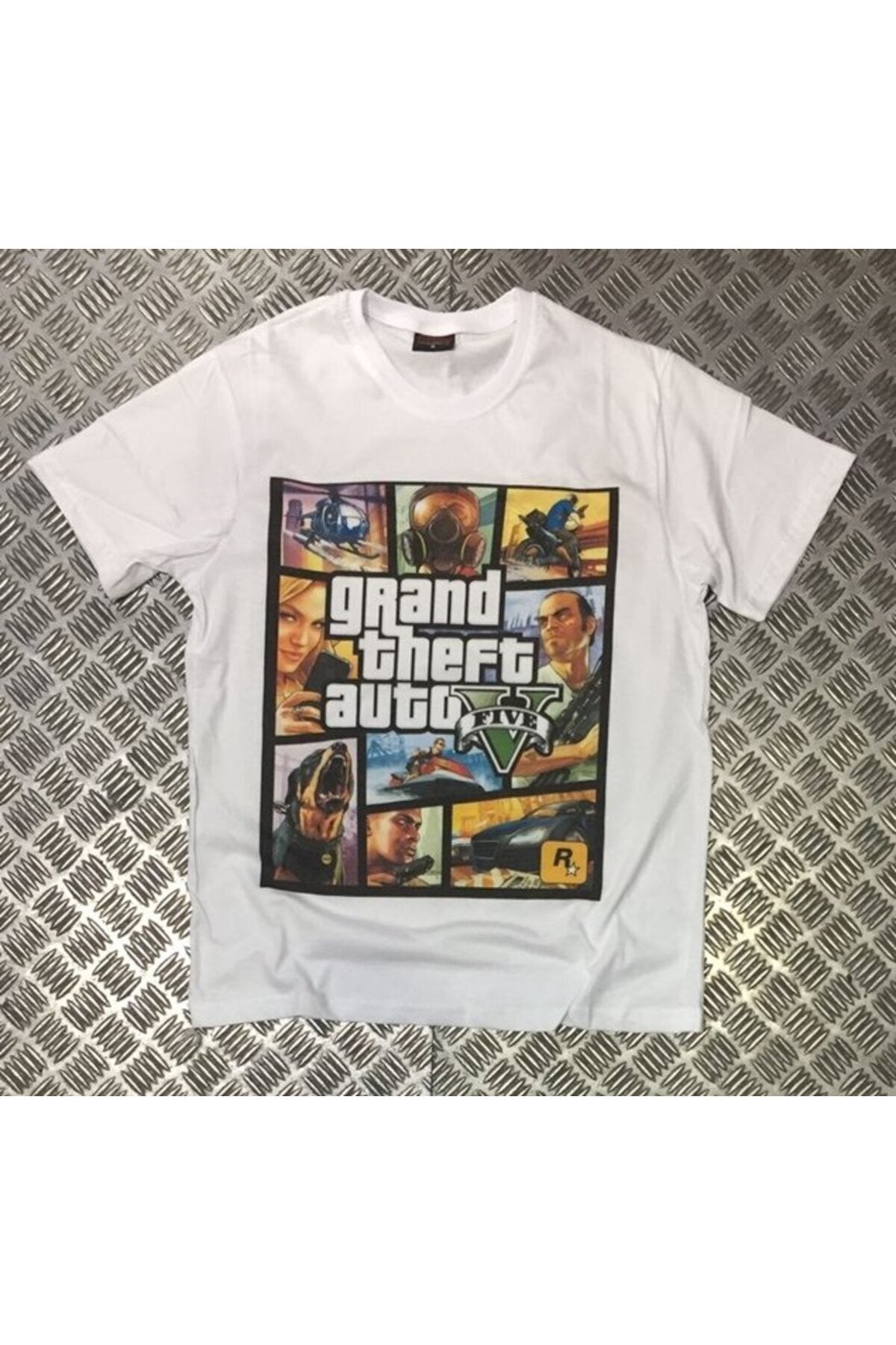 Gta, Oyun Baskılı Unisex %100 Pamuk Beyaz T-shirt