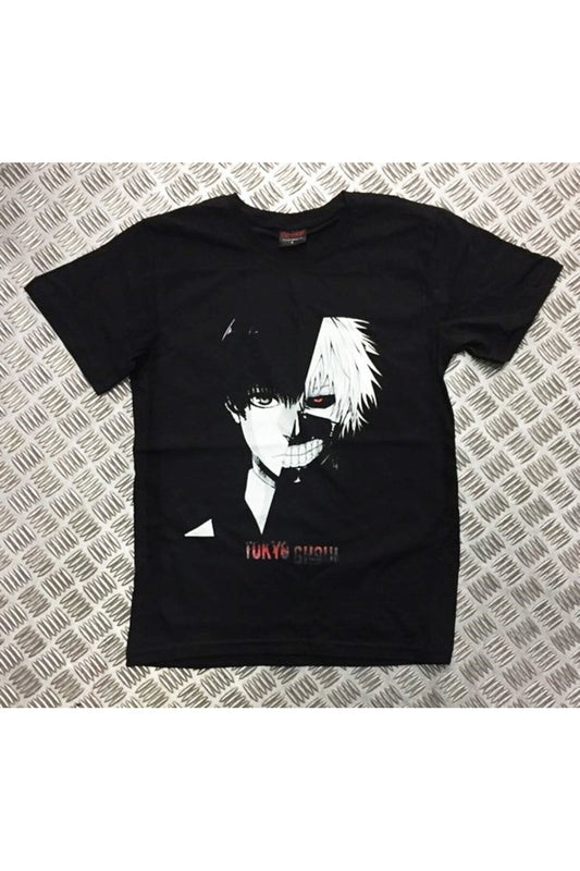 Unisex Siyah Tokyo Ghoul Baskılı T-Shirt