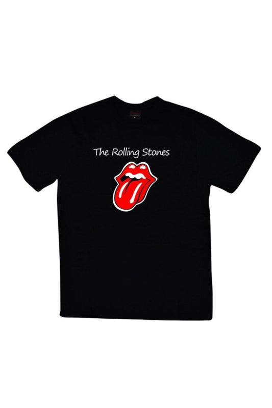 Unisex Siyah The Rolling Stones Baskılı T-shirt